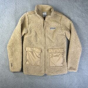 Columbia Fleece Jacket Womens Small Tan Sherpa Pile Drop‎ Ridge Interchange